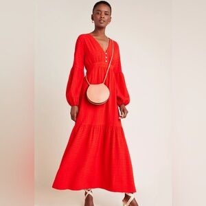 Amadi Alisha Tiered Maxi Dress Red Size Small